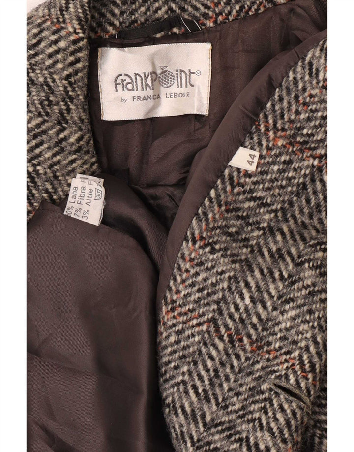 Lebole Dame Loose Fit Dobbeltradet Frakke IT 44 Medium Grey Houndstooth