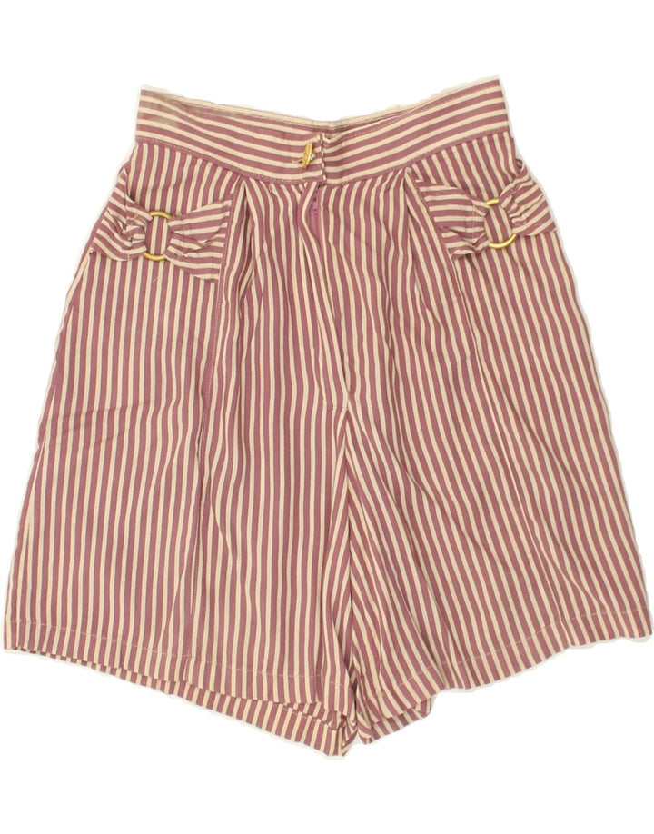 VINTAGE Womens Casual Shorts Small W26 Pink Striped Viscose | Vintage Vintage | Thrift | Second-Hand Vintage | Used Clothing | Messina Hembry 