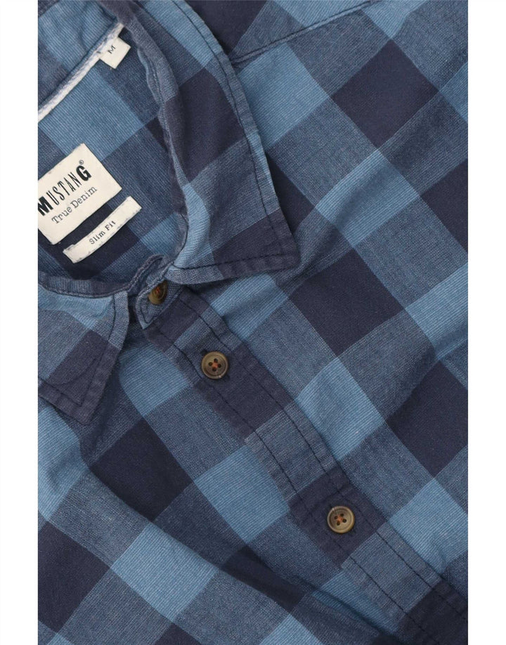 Mustang Herre kortærmet Slim Fit skjorte Medium Blue Gingham