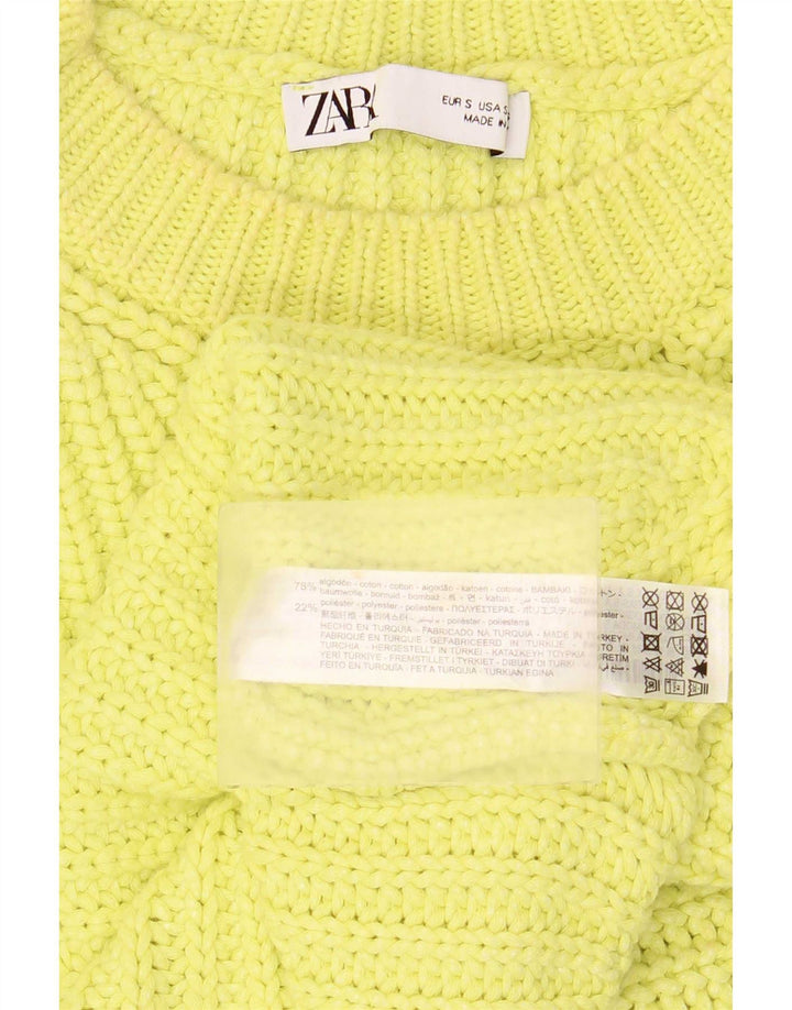 Zara Dame Oversized Vest Tank Top UK 10 Lille Gul Bomuld