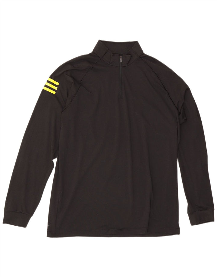 Adidas Herre Climalite Pullover med lynlås-hals Træningsdragt Top Medium Sort