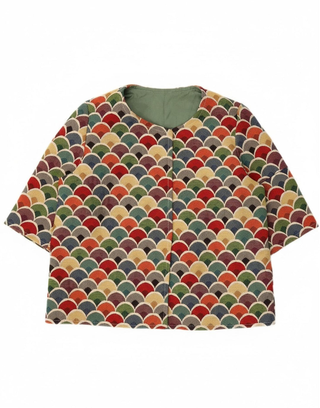 Vintage dame 3/4-ærmet blazerjakke UK 12 Medium Flerfarvet