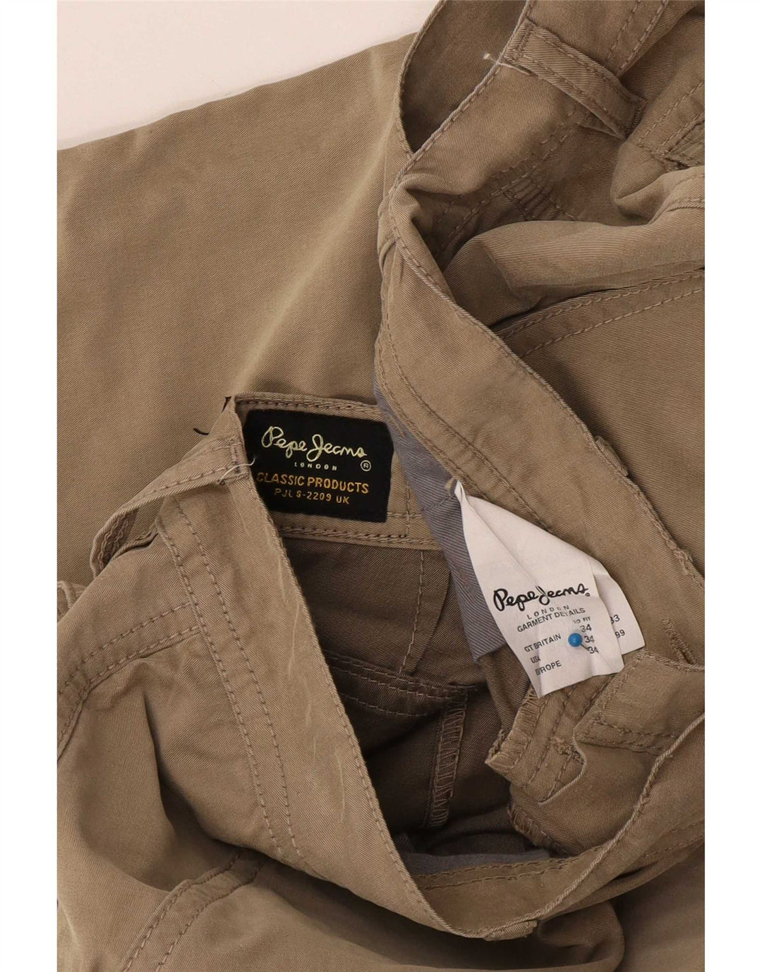 PEPE Jeans Herre Cargo Bermuda Shorts W34 Stor Beige Bomuld