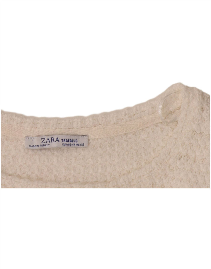 Zara Dame Trafaluc Knit Bluse Top UK 14 Medium White