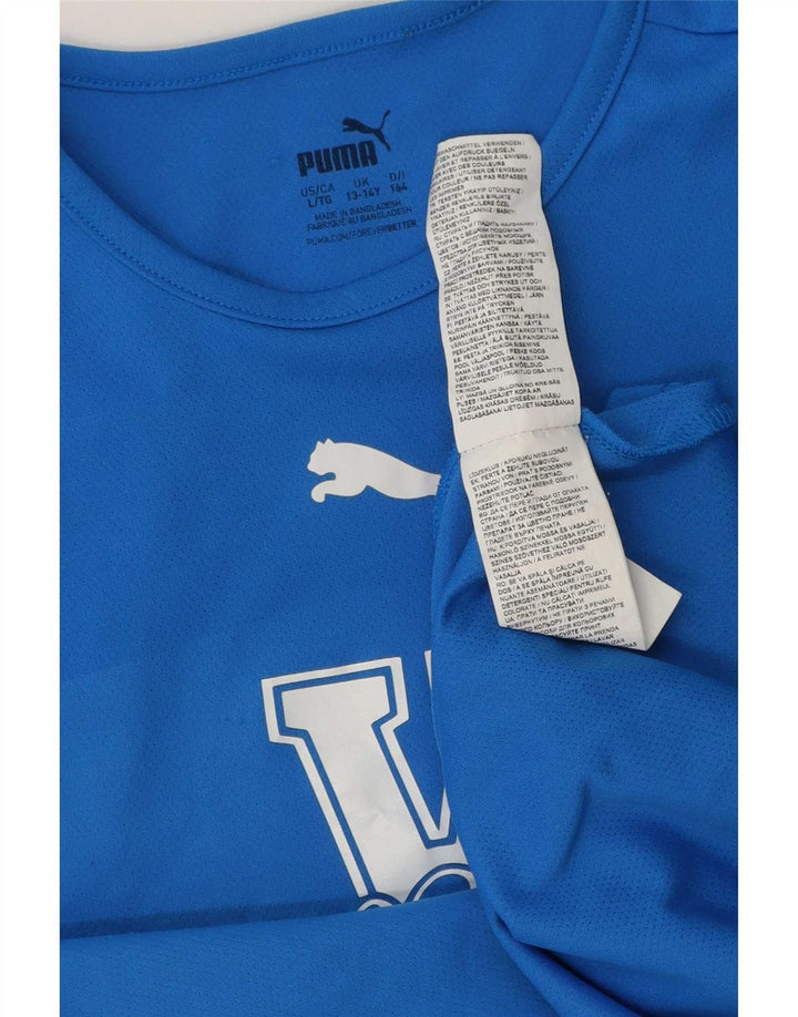 Puma Boys Wildcats Grafisk T-Shirt Top 13-14 År Stor Blå Polyester