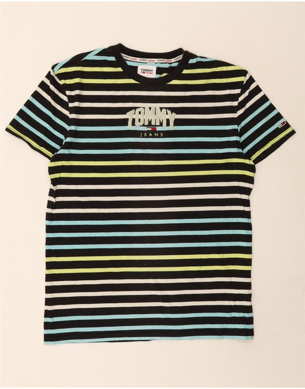 Tommy Hilfiger Herre grafisk T-shirt Top Medium Flerfarvet stribet bomuld