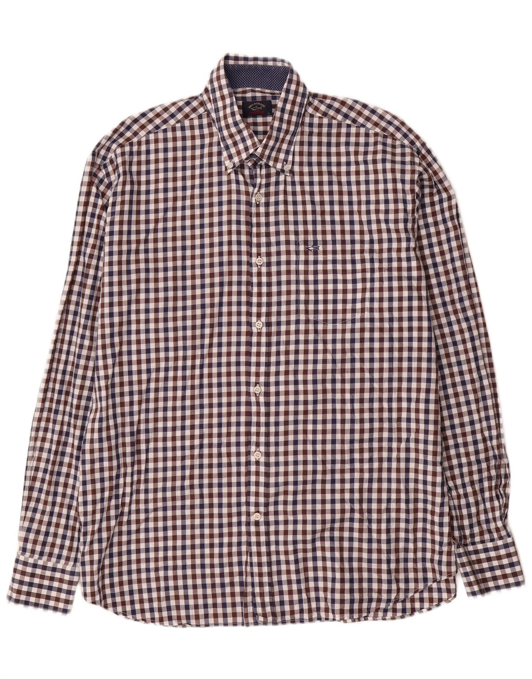Paul & Shark Herre Yachting Shirt Størrelse 43 Stor flerfarvet Gingham Cotton