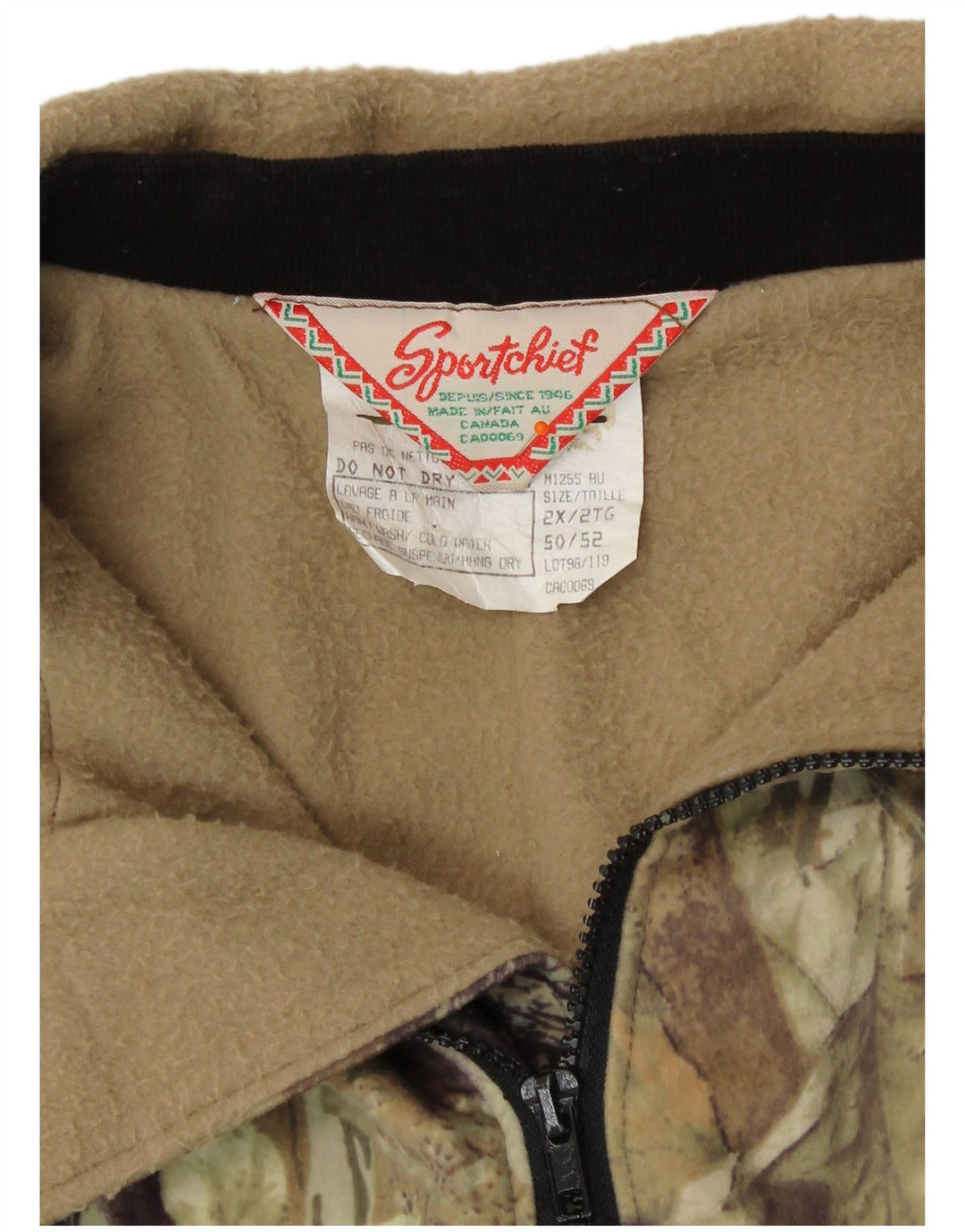 Vintage Herre Windbreaker Jacket IT 50/52 Large Khaki Floral Polyester