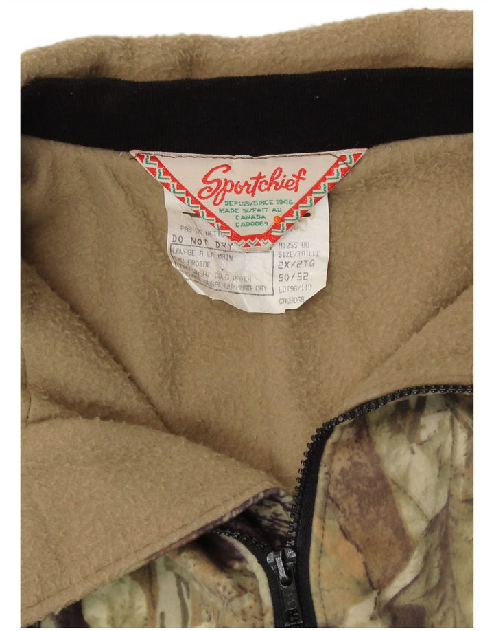 Vintage Herre Windbreaker Jacket IT 50/52 Large Khaki Floral Polyester