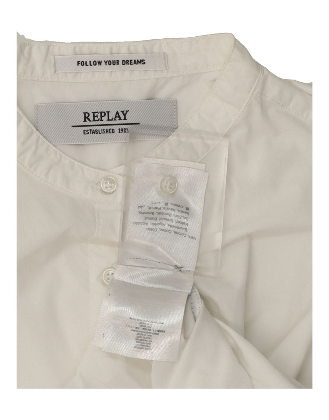 REPLAY Mens Shirt Large White Cotton Vintage Replay and Second-Hand Replay from Messina Hembry 
