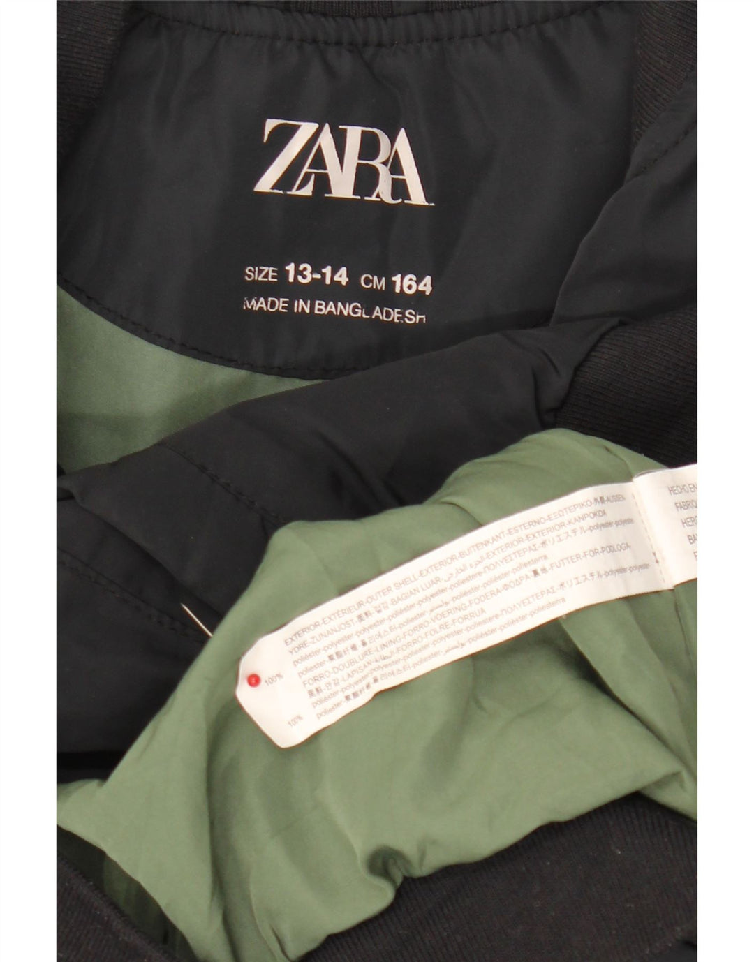 Zara Boys Bomber Jacket 13-14 År Sort Polyester