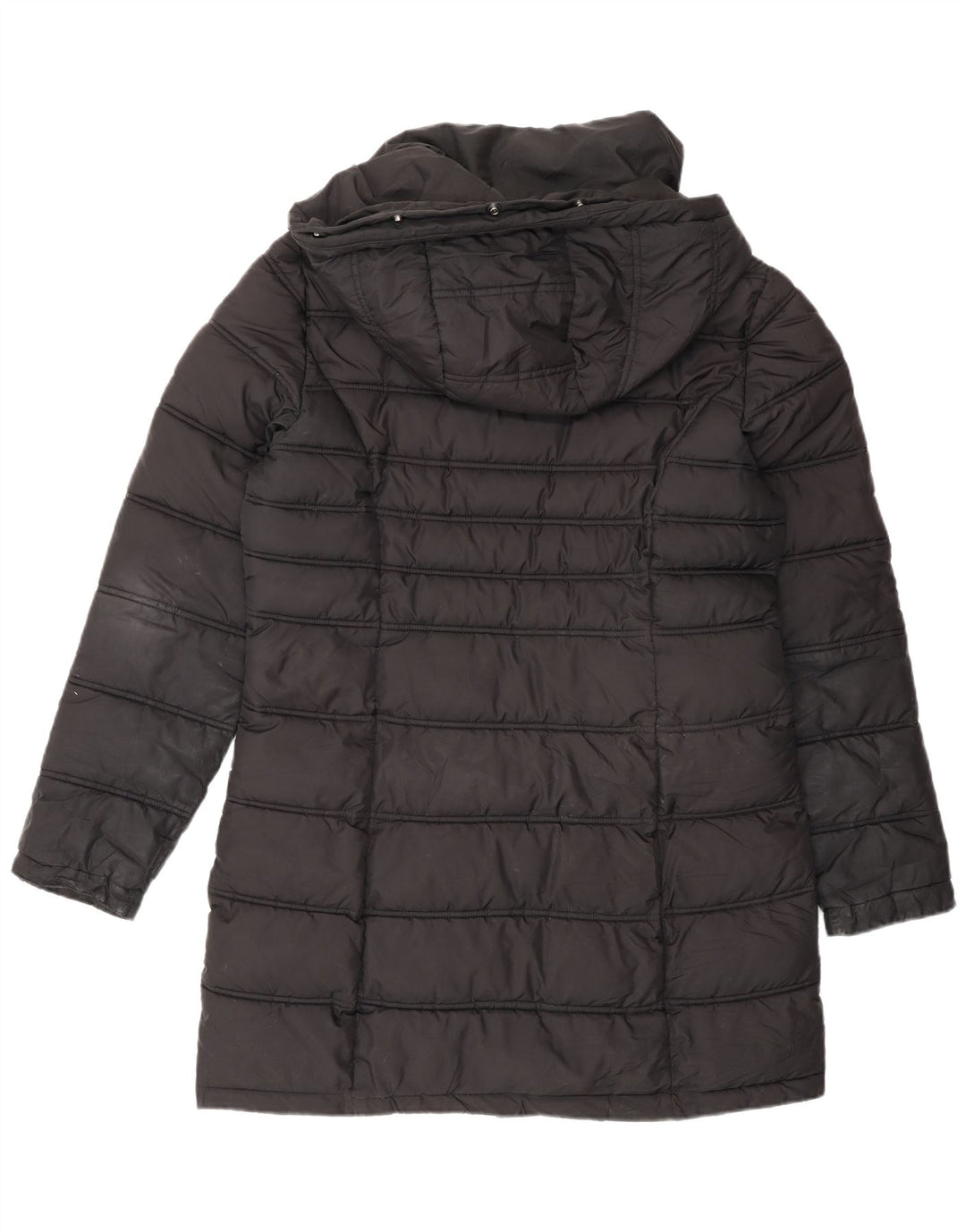 Superdry Polstret frakke med hætte til kvinder UK 12 medium sort polyester