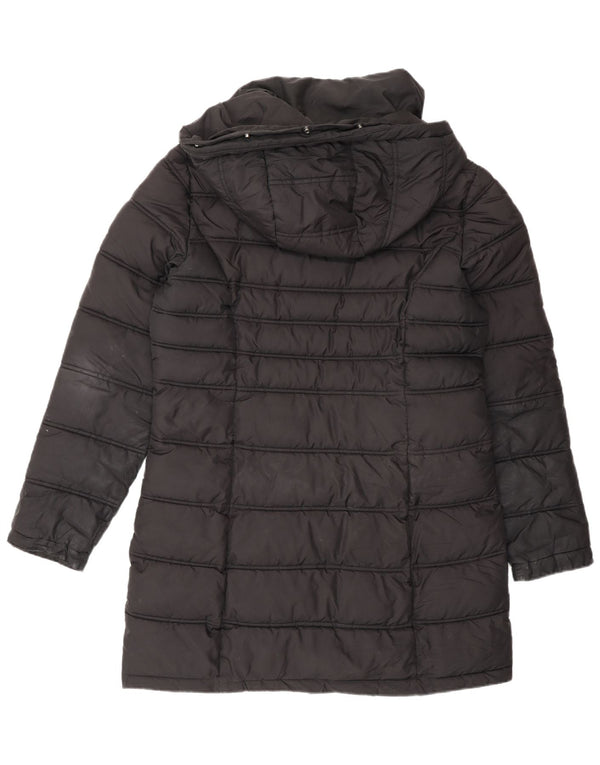 Superdry Polstret frakke med hætte til kvinder UK 12 medium sort polyester
