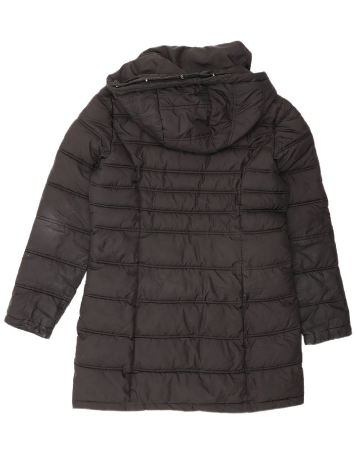 Superdry Polstret frakke med hætte til kvinder UK 12 medium sort polyester