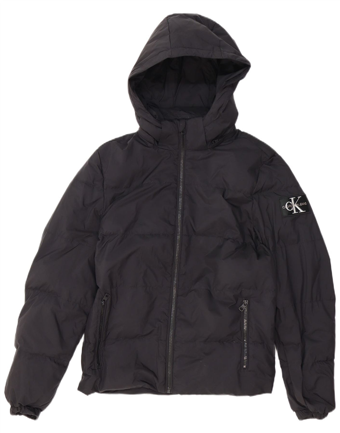 CALVIN KLEIN JEANS Herre hættepolstret jakke UK 34 XS Sort Polyester