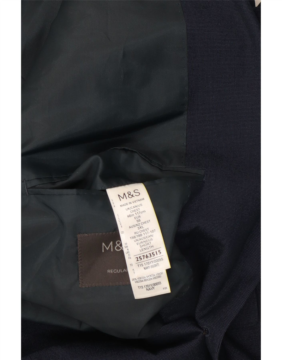 Marks & Spencer Herre 2-knaps blazerjakke UK 46 XL Marineblå polyester