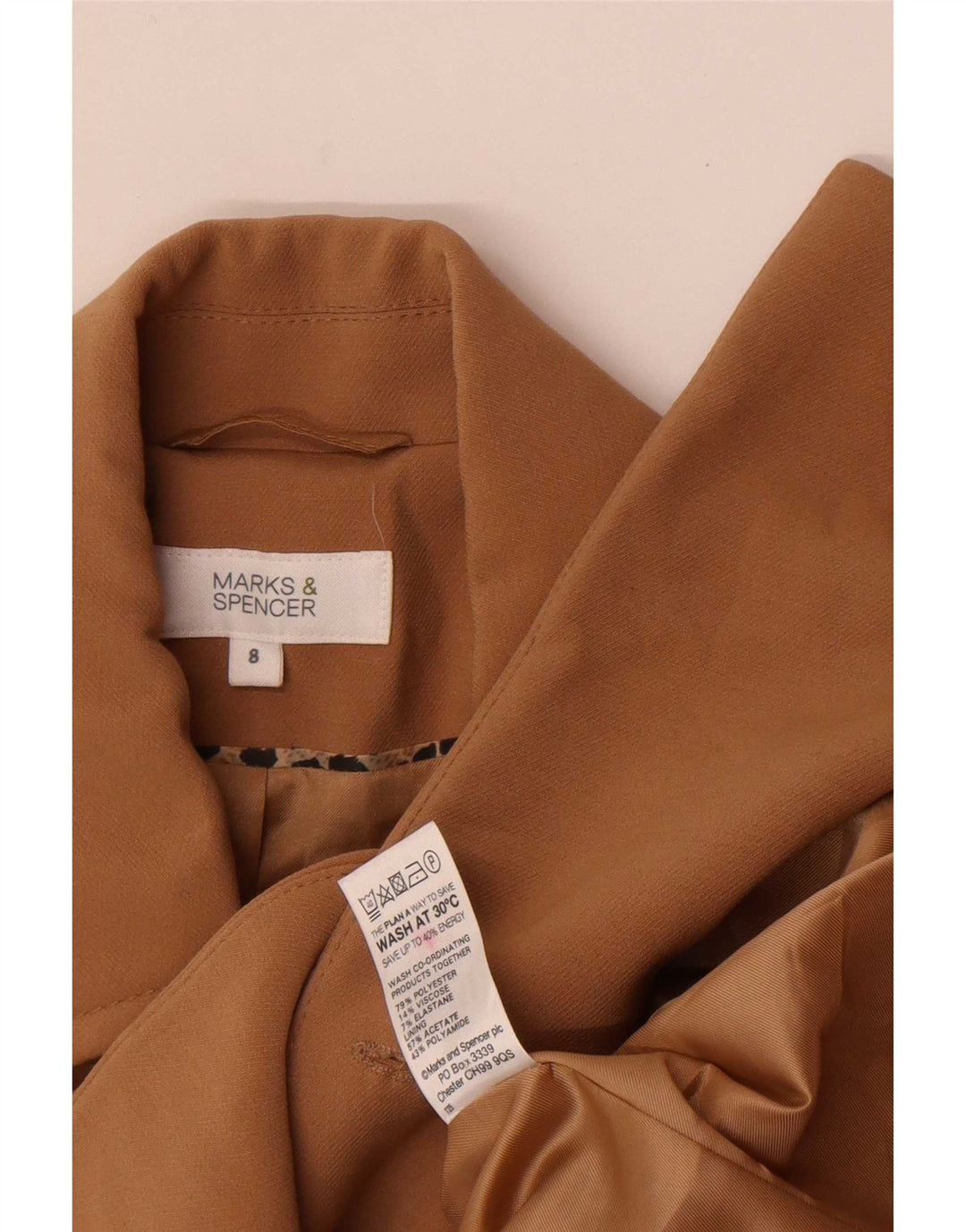 Marks & Spencer Dame Dobbeltradet Blazer Jacket UK 8 Small Beige