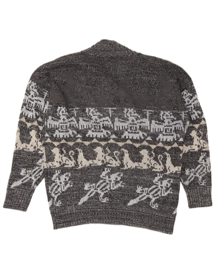 Marco Pecci Herre V-hals sweater UK 40 Medium Grey Fair Isle