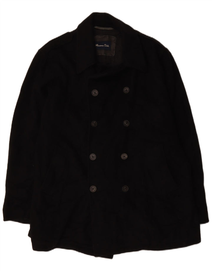 Massimo Dutti Herre Pea Coat UK 44 2XL Sort Uld
