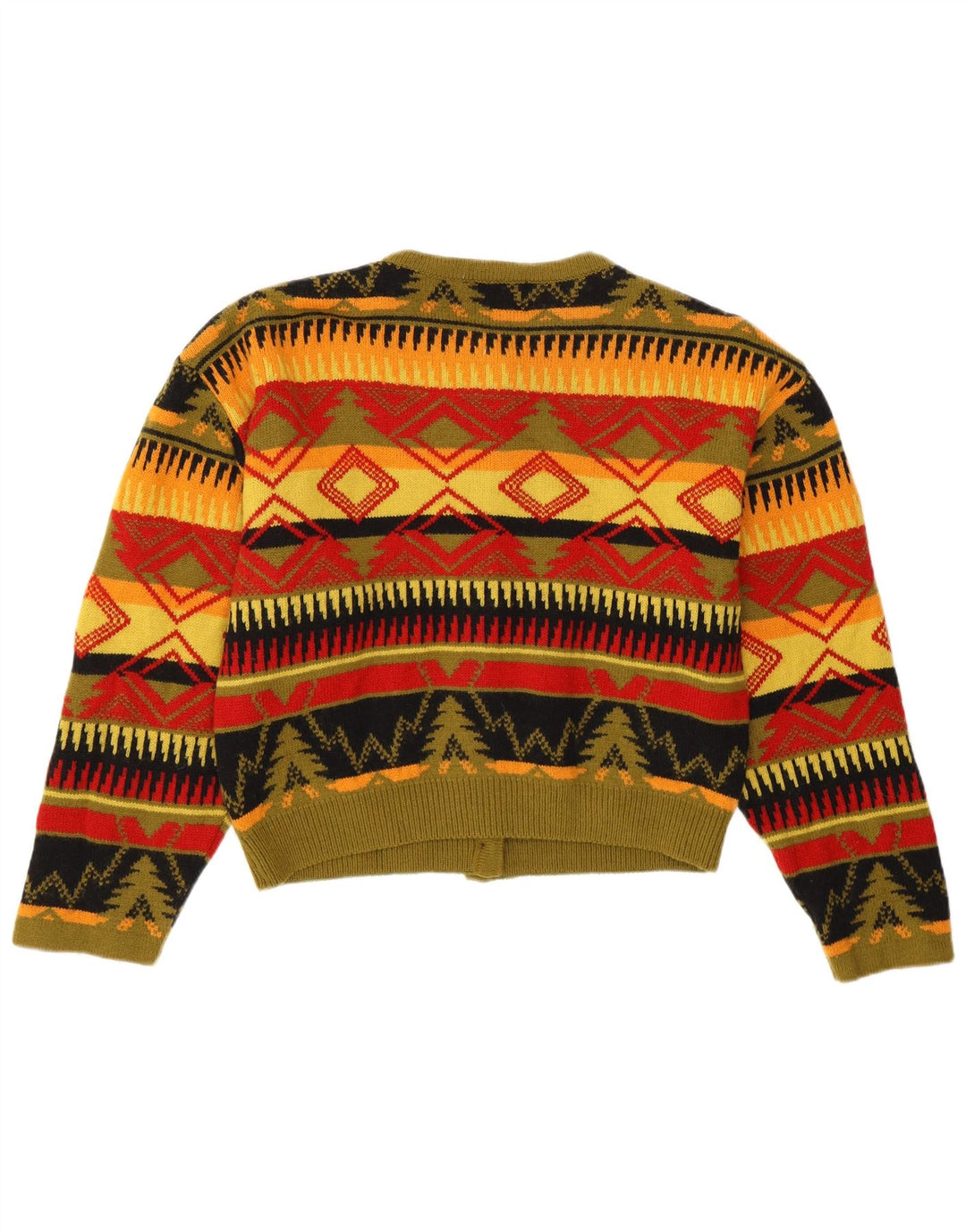 Byblos Womens Crop Cardigan Sweater IT 40 Small Multicolored Geometric