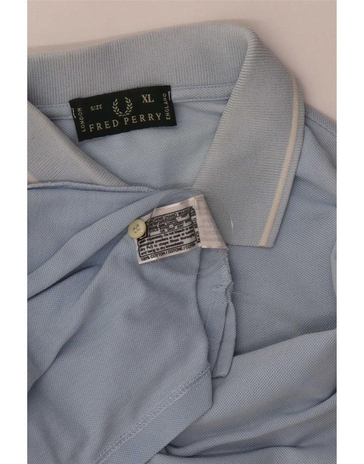 Fred Perry Herre poloshirt XL blå stribet bomuld