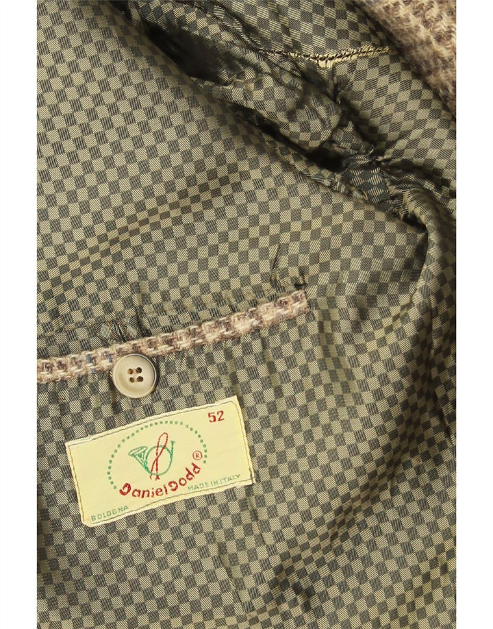 Vintage blazerjakke til mænd med 2 knapper IT 52 XL Brun Houndstooth Virgin Wool