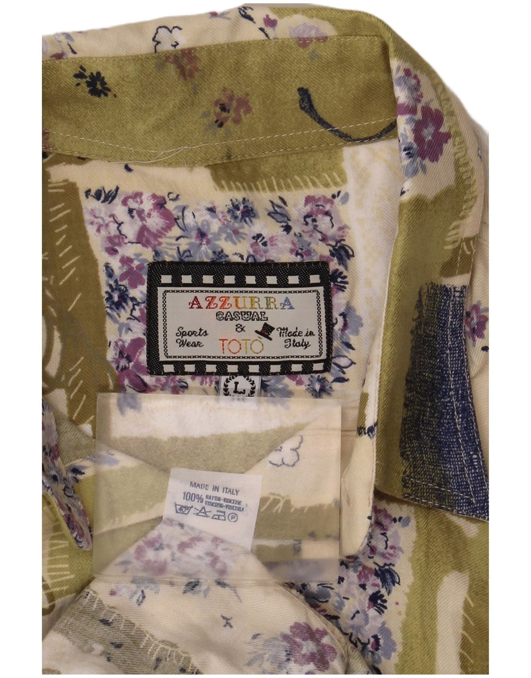 Azzurra herreskjorte stor grøn patchwork rayon