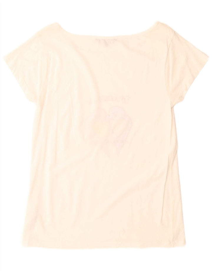 French Connection Dame Grafisk T-Shirt Top UK 10 Small White Bomuld