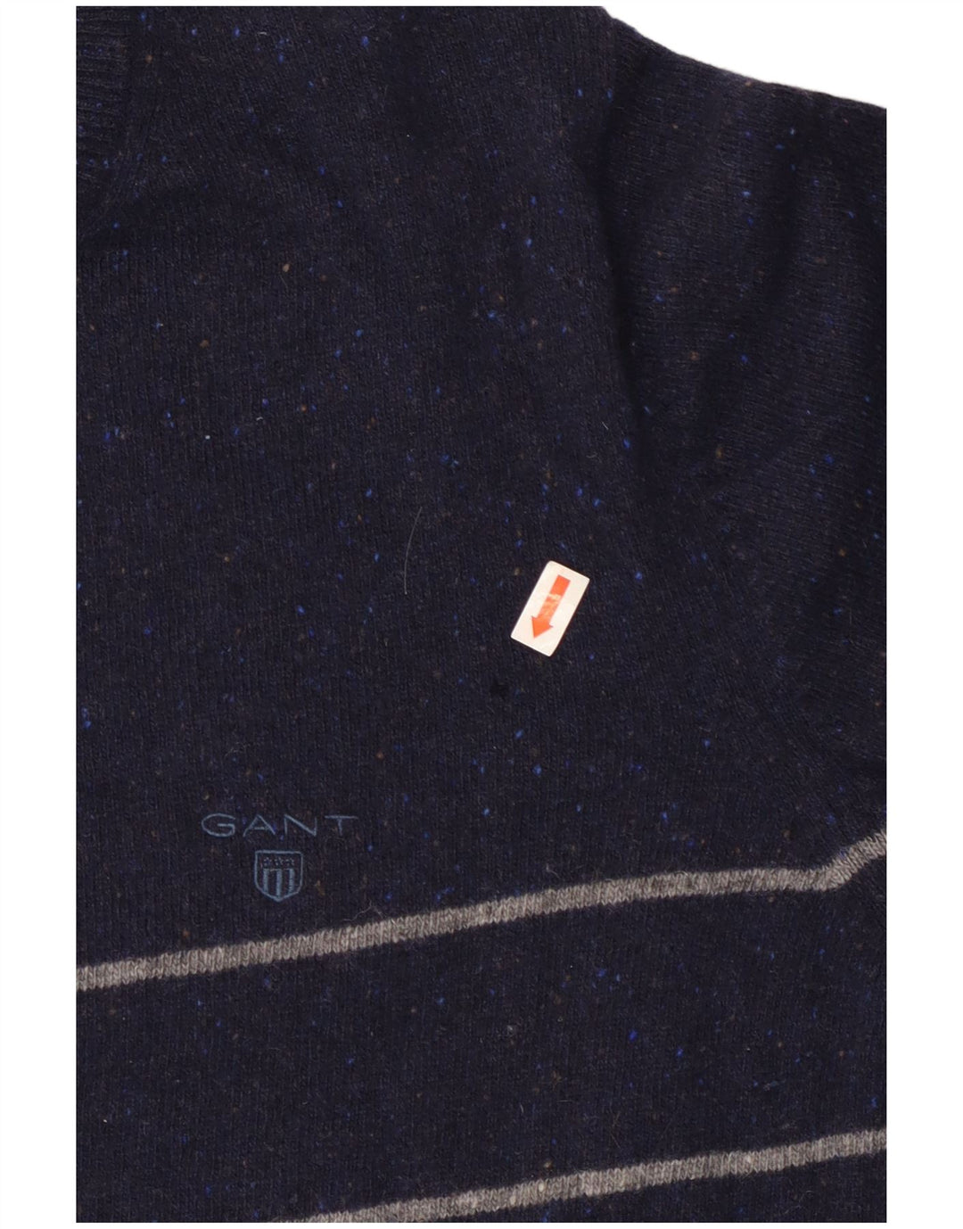 Gant herre rund hals sweater mellem marineblå stribet uld
