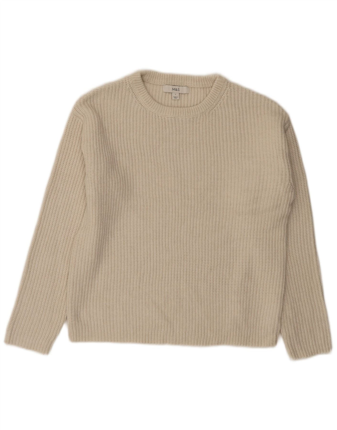 Marks & Spencer Herre sweater med rund hals, lille off-hvid polyester