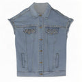 Vintage Womens Short Sleeve Denim Jacket UK 16 Large Blue