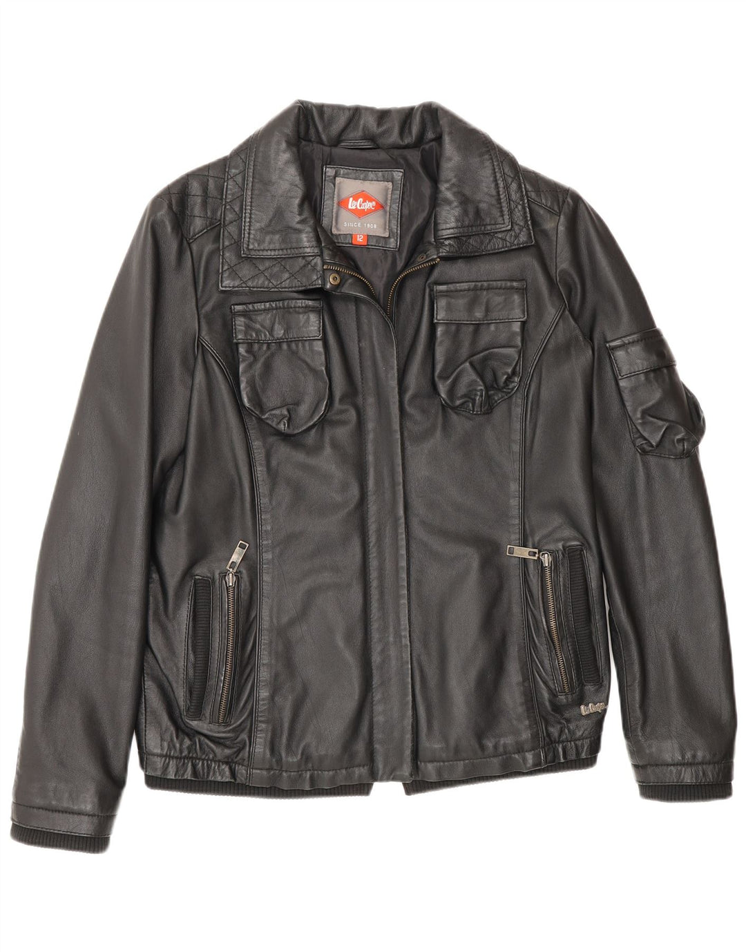 Lee Womens Cooper Læderjakke UK 12 Medium Sort