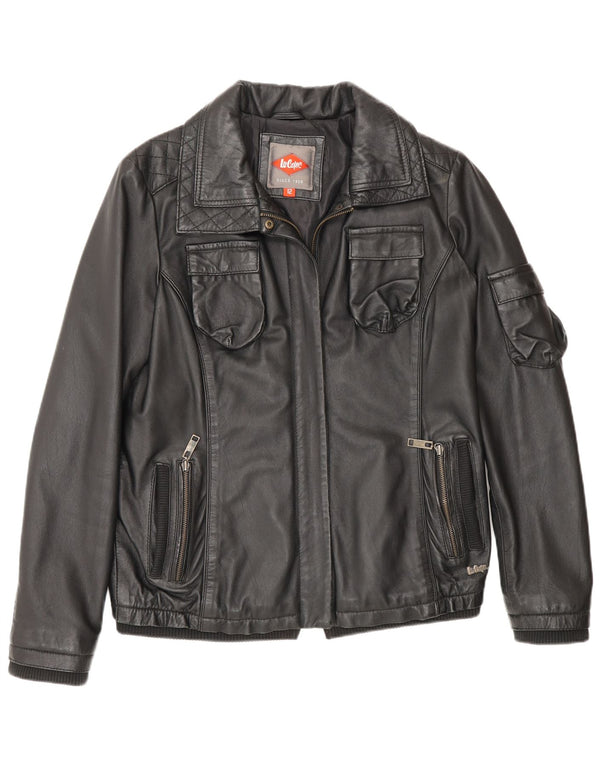 Lee Womens Cooper Læderjakke UK 12 Medium Sort