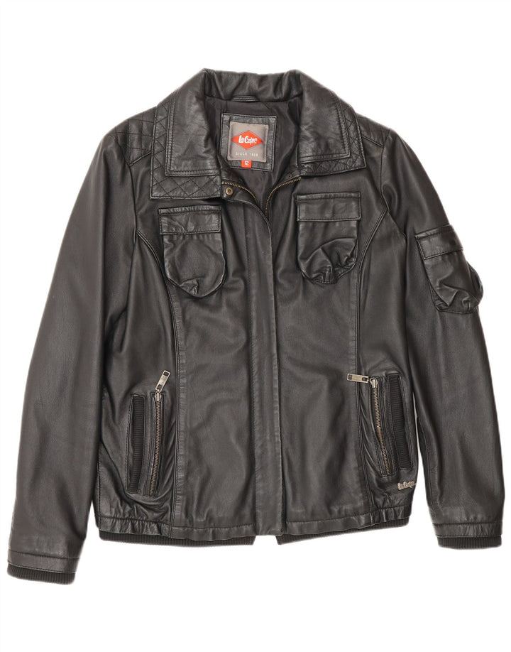 Lee Womens Cooper Læderjakke UK 12 Medium Sort