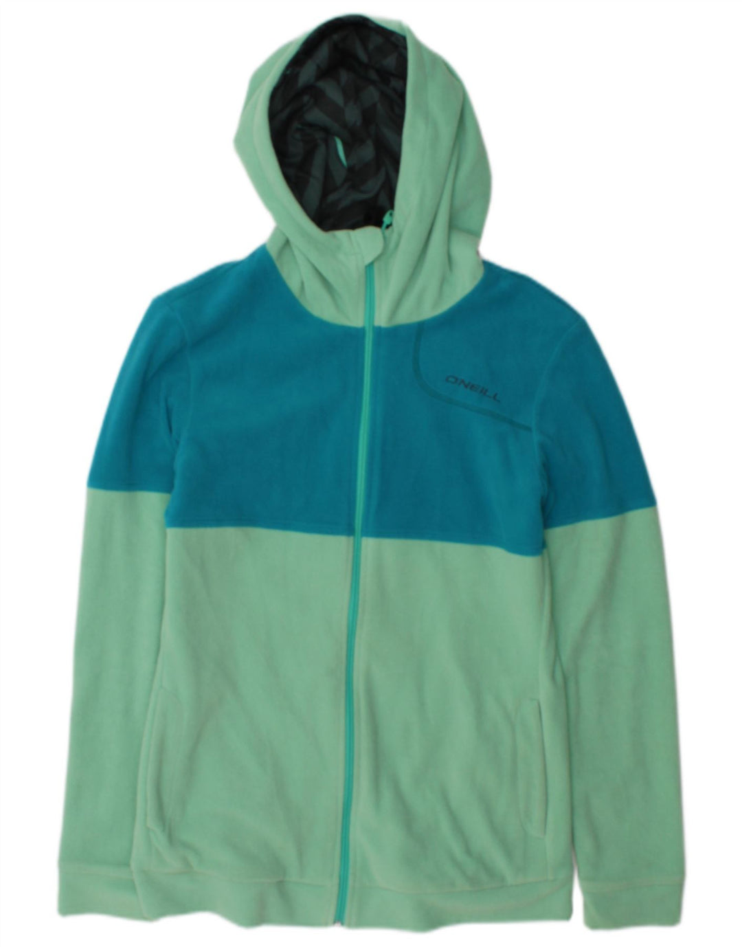 O'Neill dame fleecejakke med hætte UK 12 Medium Green Colourblock