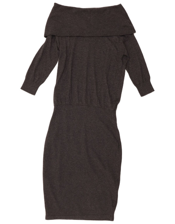 Phase Eight Womens Off Shoulder Jumper Dress UK 10 Small Grey Viscose