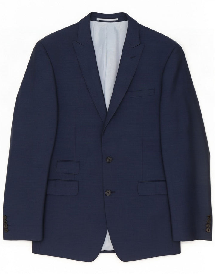 French Connection Herre 2 Button Blazer Jacket UK 40 Large Navy Blue Wool