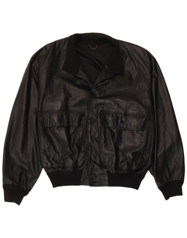 Lamatta Mens Leather Jacket IT 52 XL Black