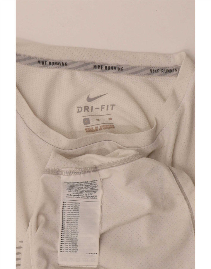 Nike Herre Dri Fit Grafisk T-Shirt Top XL Hvid Polyester