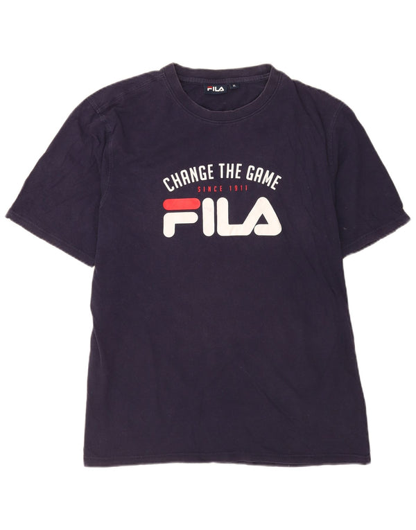 Fila Herre grafisk T-shirt top XL marineblå bomuld