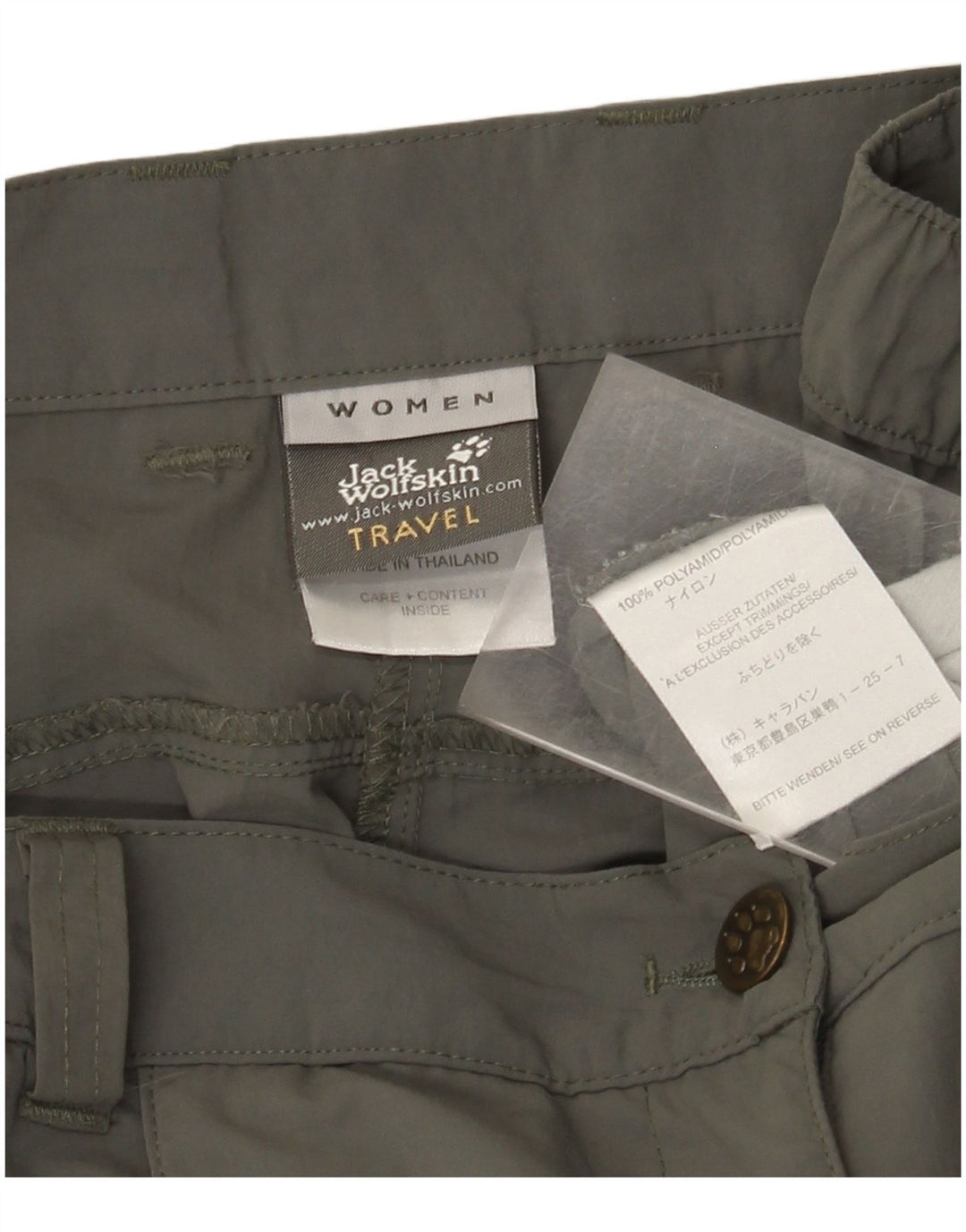 Jack Wolfskin Dame Cargo Cropped Bukser W32 L23 Khaki Polyamid