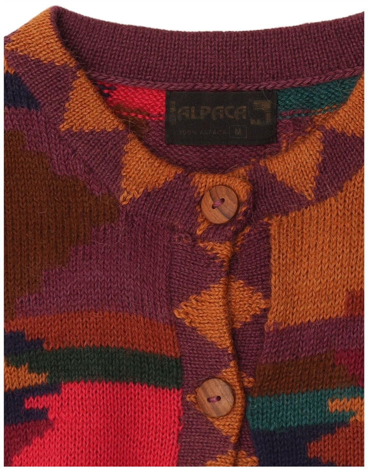 Vintage Dame Cardigan Sweater UK 14 Medium Flerfarvet Geometrisk