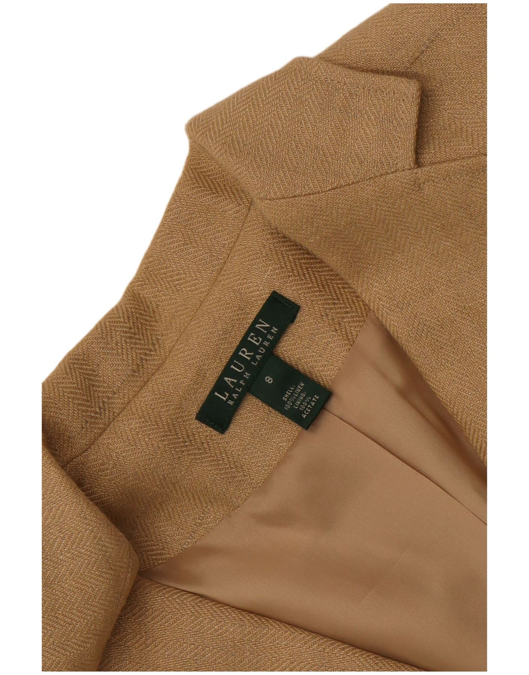 Ralph Lauren Dame 2 Button Blazer Jacket US 8 Medium Beige Sildeben