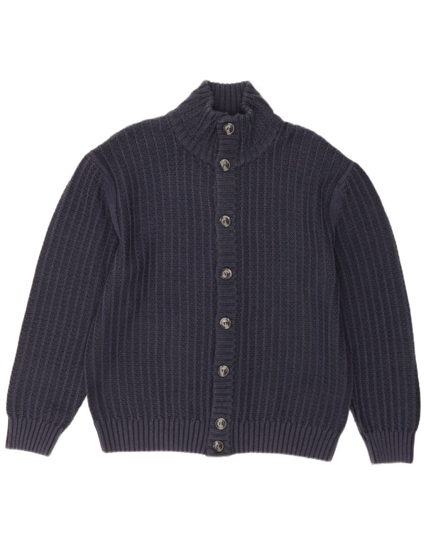 Vintage Herre Cardigan Sweater UK 40 Medium Navy Blue Bomuld