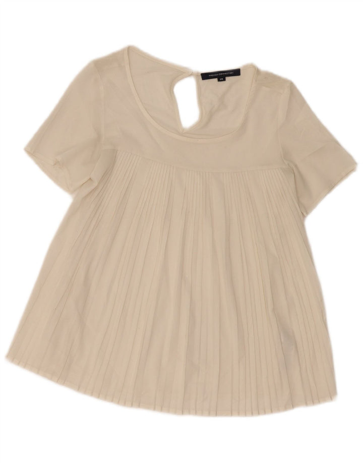 French Connection Dame Oversized Bluse Top UK 6 XS Hvid Polyester