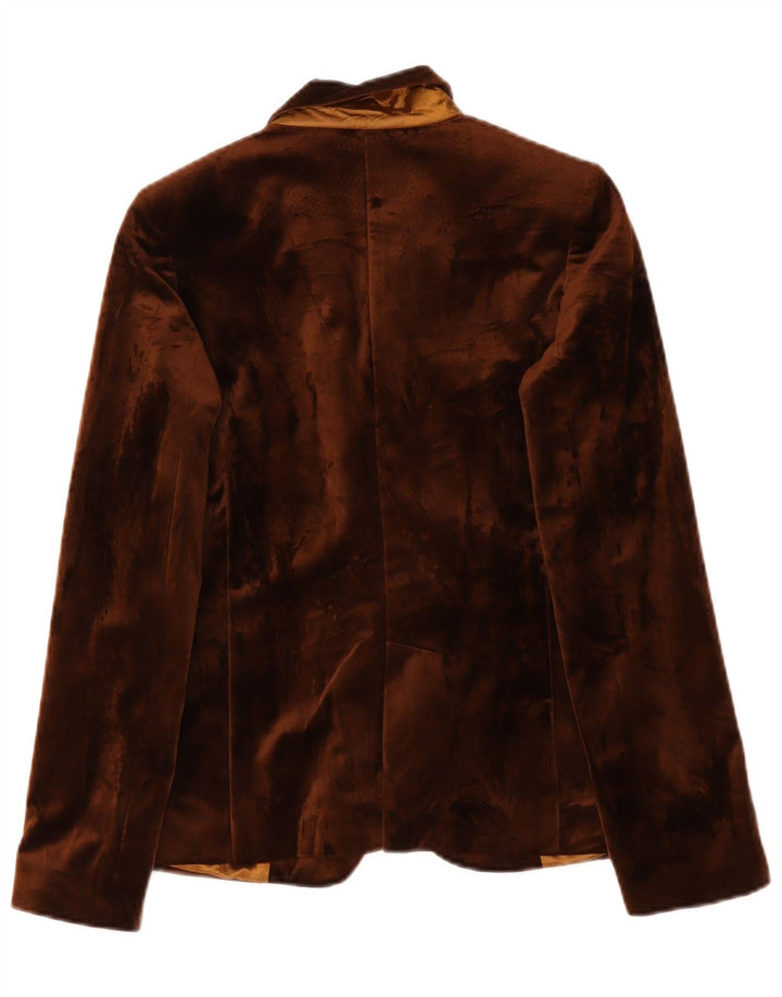 Vintage Dame Velour Blazer Jacket IT 42 Medium Brun Polyester