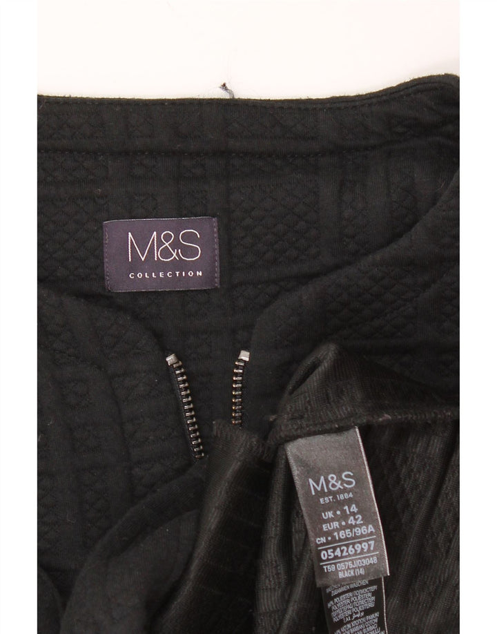 MARKS & SPENCER Dame Crop Blazer Jacket UK 14 Medium Black Polyester