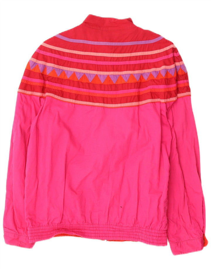 Vintage Kvinder Vendbar Bomber Jacket UK 12 Medium Pink Geometric