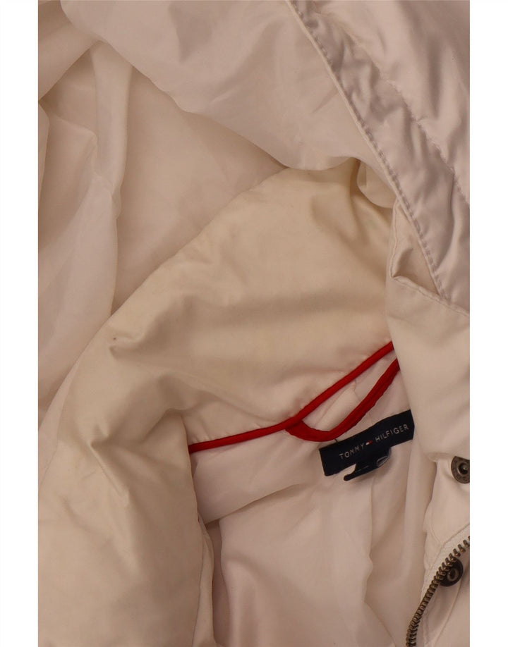 TOMMY HILFIGER Polstret hættejakke til kvinder UK 12 Medium White Polyester
