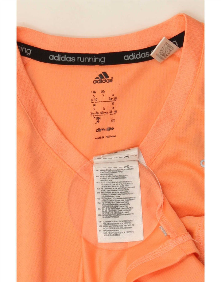 Adidas Dame Climalite T-Shirt Top UK 8/10 Small Orange Polyester